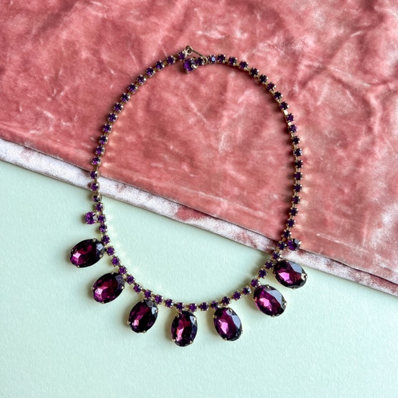 Vintage 1950s Large Purple Spinel Gemstone Necklace - Picture 4 of 10